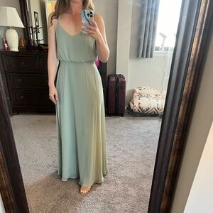 Birdy Grey Gwennie Chiffon Sage Green Bridesmaid Dress